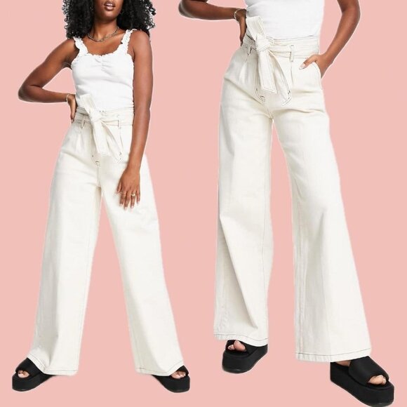 Premium Selected Femme jeans in a crisp cream white shade - Picture 1 of 8